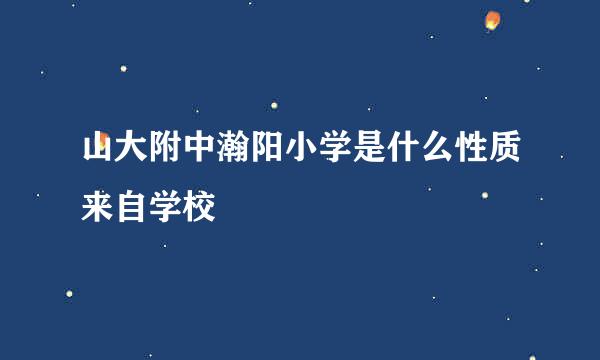 山大附中瀚阳小学是什么性质来自学校