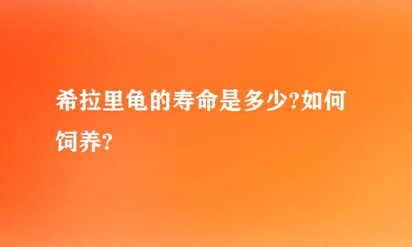 希拉里龟的寿命是多少?如何饲养?