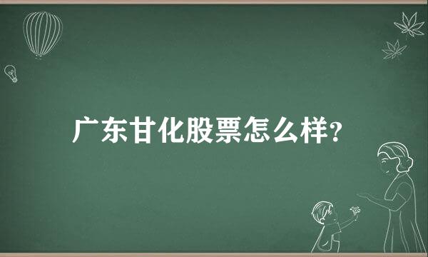 广东甘化股票怎么样？