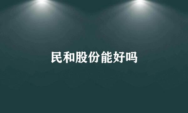 民和股份能好吗