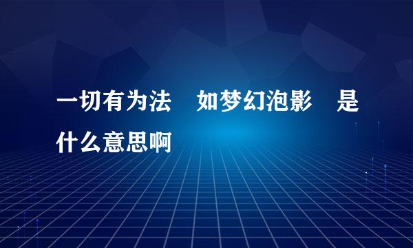 一切有为法 如梦幻泡影 是什么意思啊