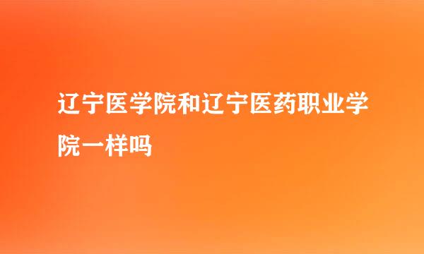 辽宁医学院和辽宁医药职业学院一样吗