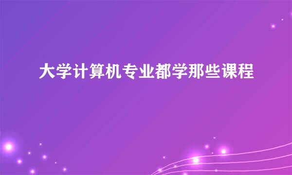 大学计算机专业都学那些课程