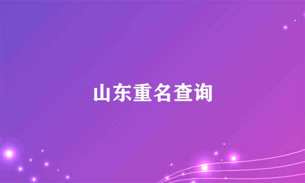 山东重名查询