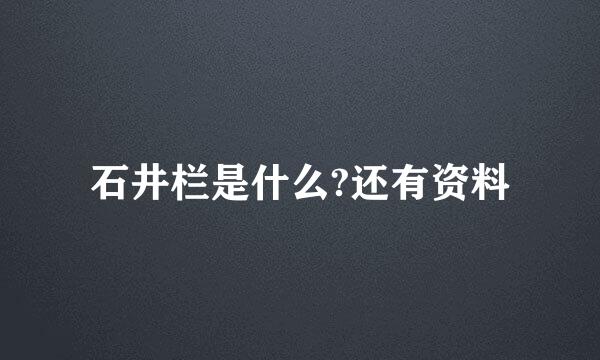 石井栏是什么?还有资料