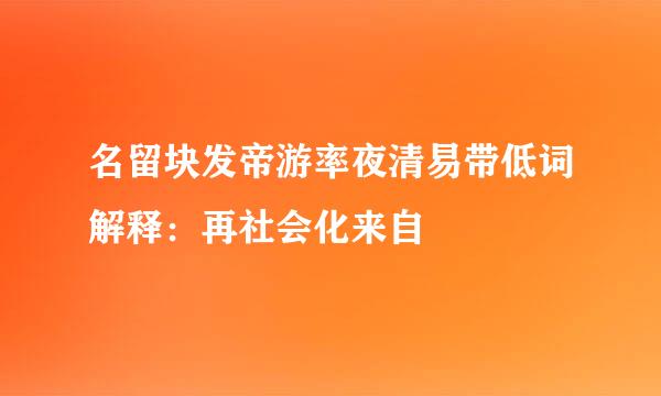 名留块发帝游率夜清易带低词解释：再社会化来自