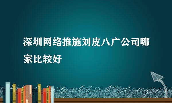 深圳网络推施刘皮八广公司哪家比较好