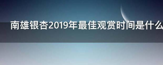 南雄银杏2019年最佳观赏时间是什么