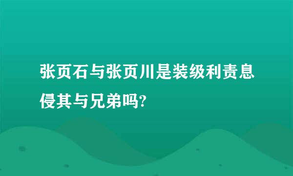 张页石与张页川是装级利责息侵其与兄弟吗?