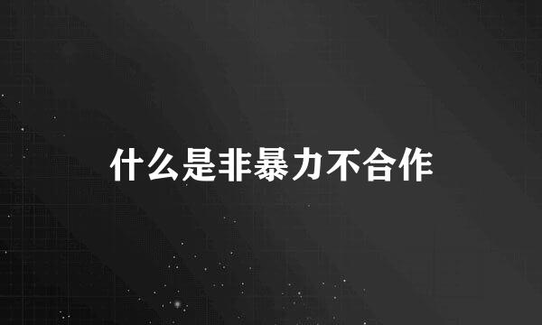 什么是非暴力不合作