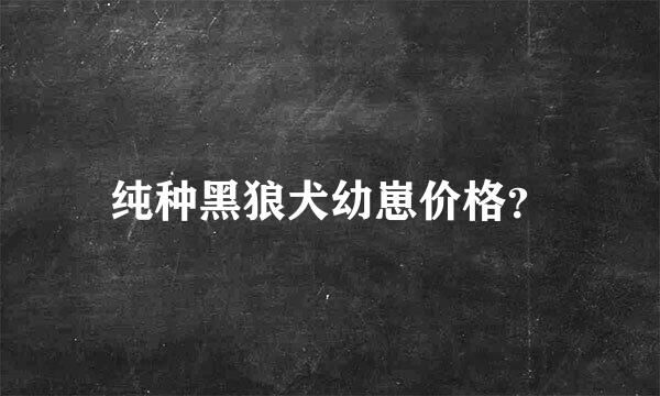 纯种黑狼犬幼崽价格？