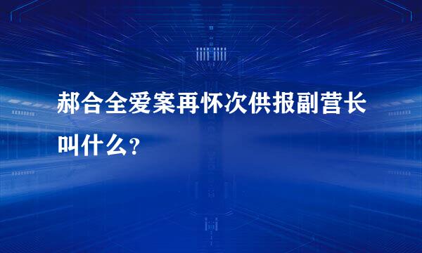 郝合全爱案再怀次供报副营长叫什么？