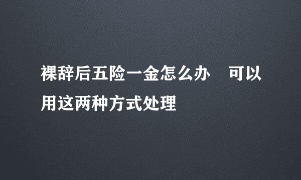 裸辞后五险一金怎么办 可以用这两种方式处理