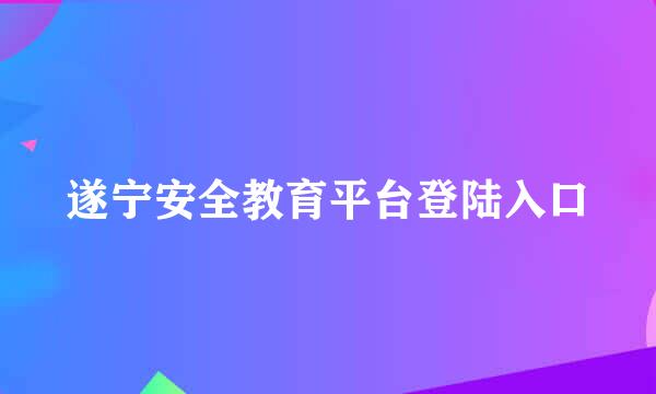 遂宁安全教育平台登陆入口