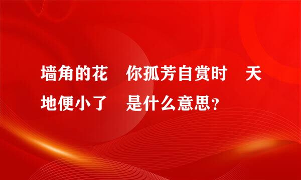 墙角的花 你孤芳自赏时 天地便小了 是什么意思？