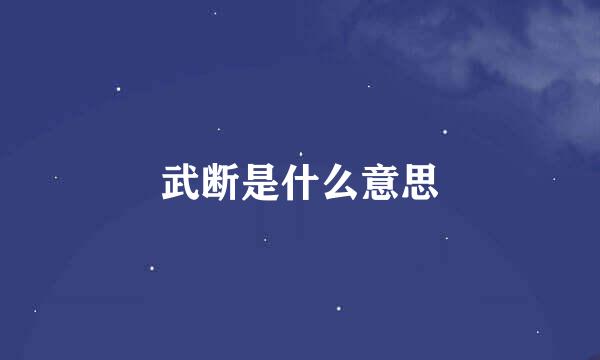 武断是什么意思