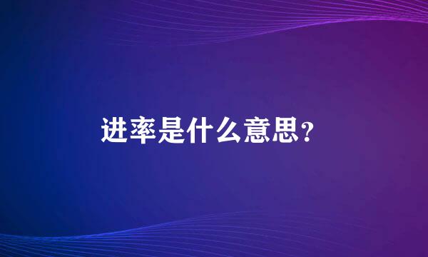 进率是什么意思？