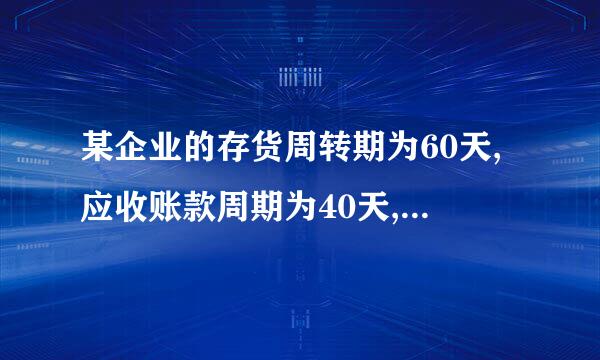 某企业的存货周转期为60天,应收账款周期为40天,应付账款周期为50天,则该企业的现金周转期为(    )。