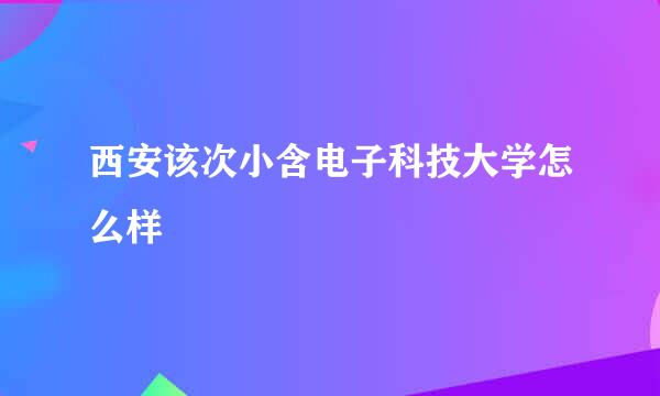 西安该次小含电子科技大学怎么样