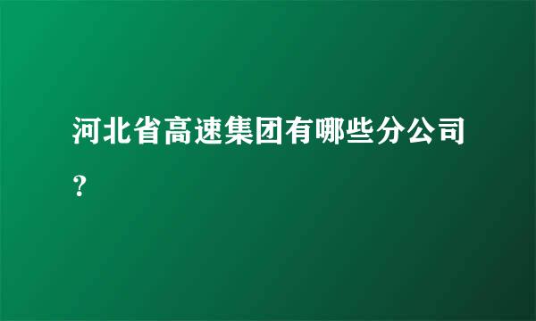 河北省高速集团有哪些分公司？