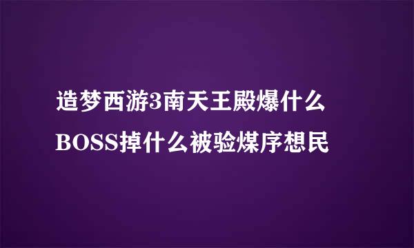 造梦西游3南天王殿爆什么 BOSS掉什么被验煤序想民