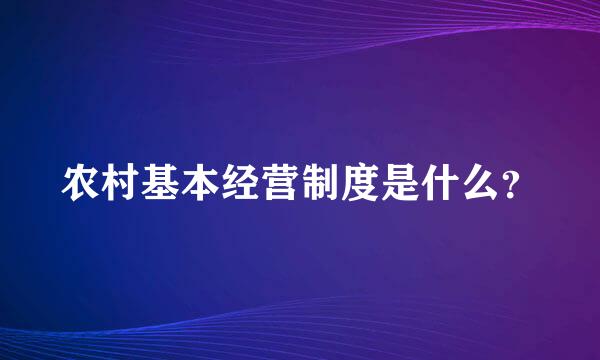 农村基本经营制度是什么？