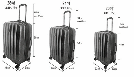 28寸行李箱的长宽高是多少？