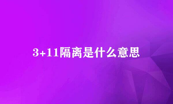 3+11隔离是什么意思