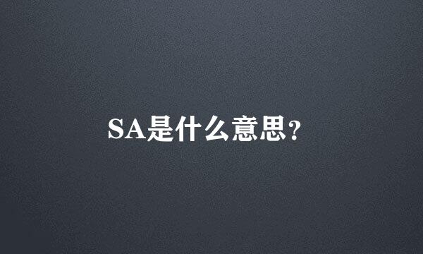 SA是什么意思？