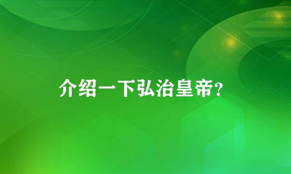 介绍一下弘治皇帝？