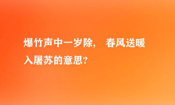 爆竹声中一岁除, 春风送暖入屠苏的意思?