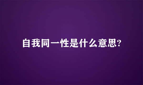 自我同一性是什么意思?