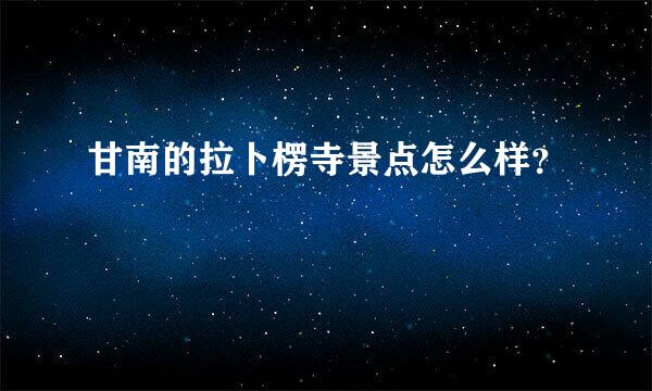 甘南的拉卜楞寺景点怎么样？