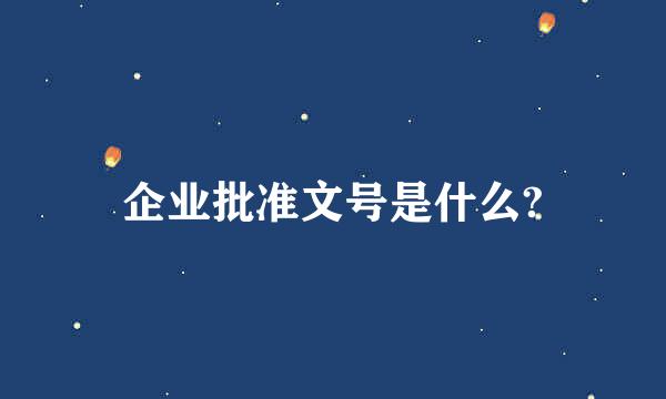 企业批准文号是什么?