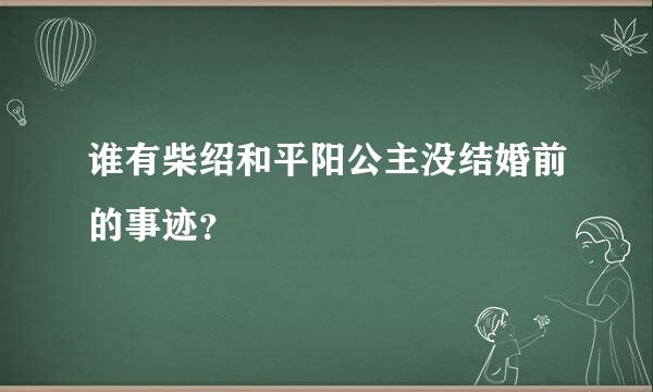 谁有柴绍和平阳公主没结婚前的事迹？