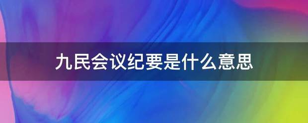 九民会议纪要是什么意思