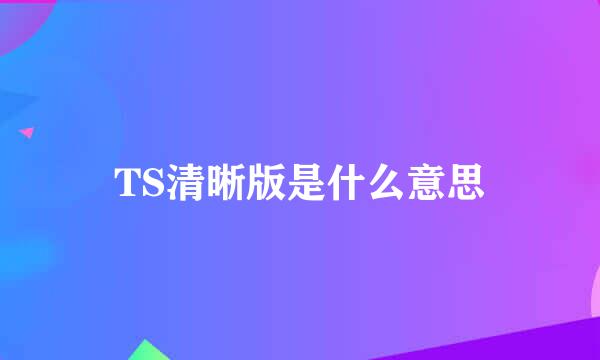 TS清晰版是什么意思