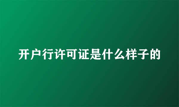 开户行许可证是什么样子的