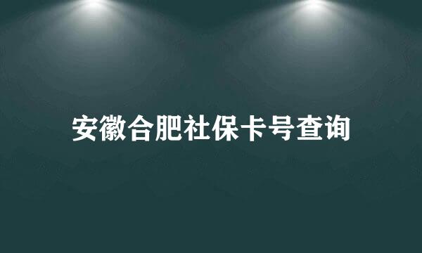 安徽合肥社保卡号查询