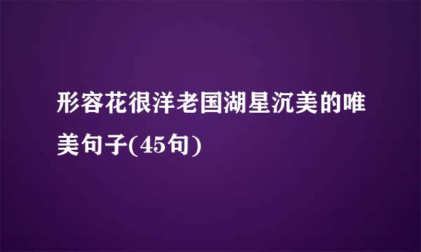 形容花很洋老国湖星沉美的唯美句子(45句)