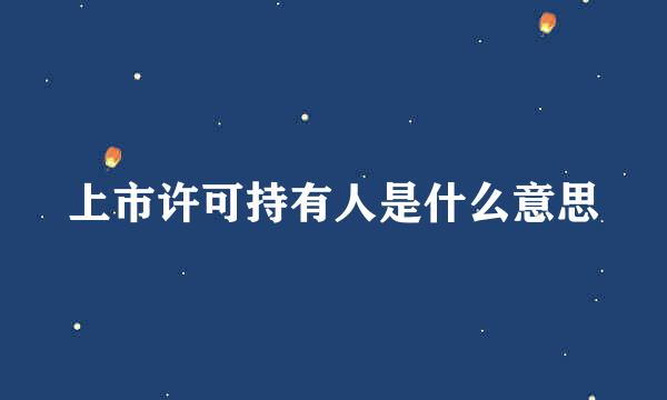 上市许可持有人是什么意思