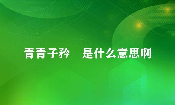 青青子矜 是什么意思啊