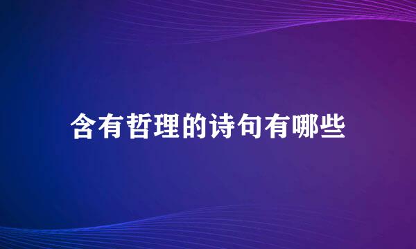 含有哲理的诗句有哪些