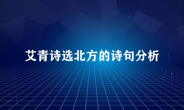 艾青诗选北方的诗句分析