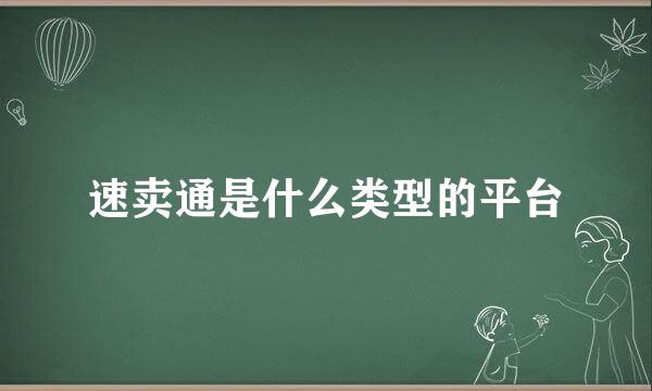 速卖通是什么类型的平台