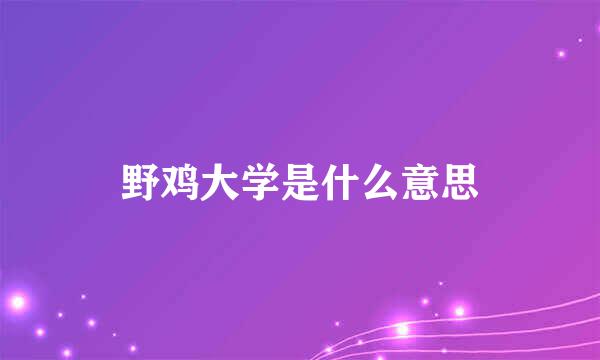 野鸡大学是什么意思