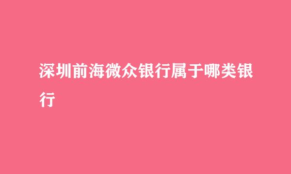 深圳前海微众银行属于哪类银行