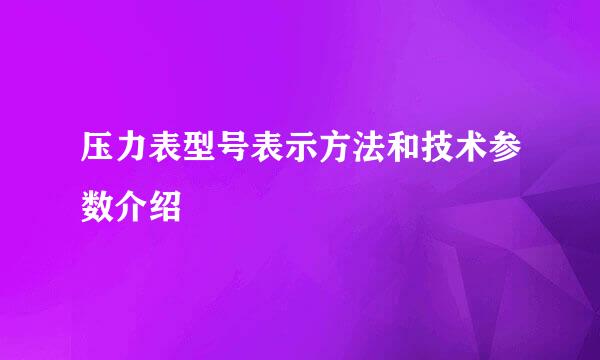 压力表型号表示方法和技术参数介绍