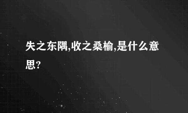 失之东隅,收之桑榆,是什么意思?