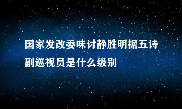 国家发改委味讨静胜明据五诗副巡视员是什么级别